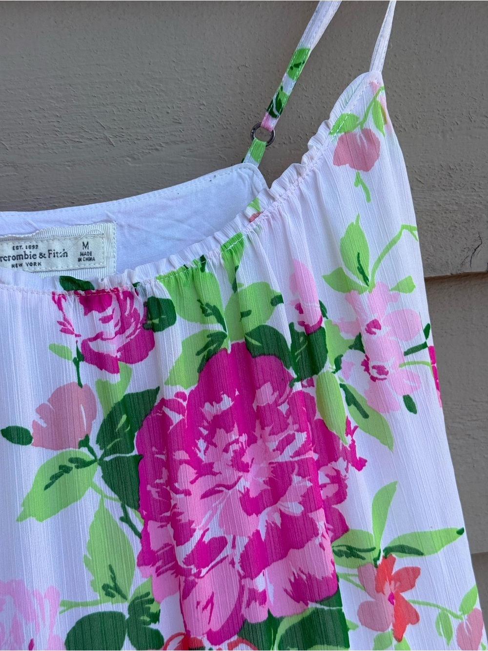 ABERCROMBIE & FITCH Pink Floral Cami sz M Babydoll Y2K Boho Cottagecore Festival - Picture 4 of 11